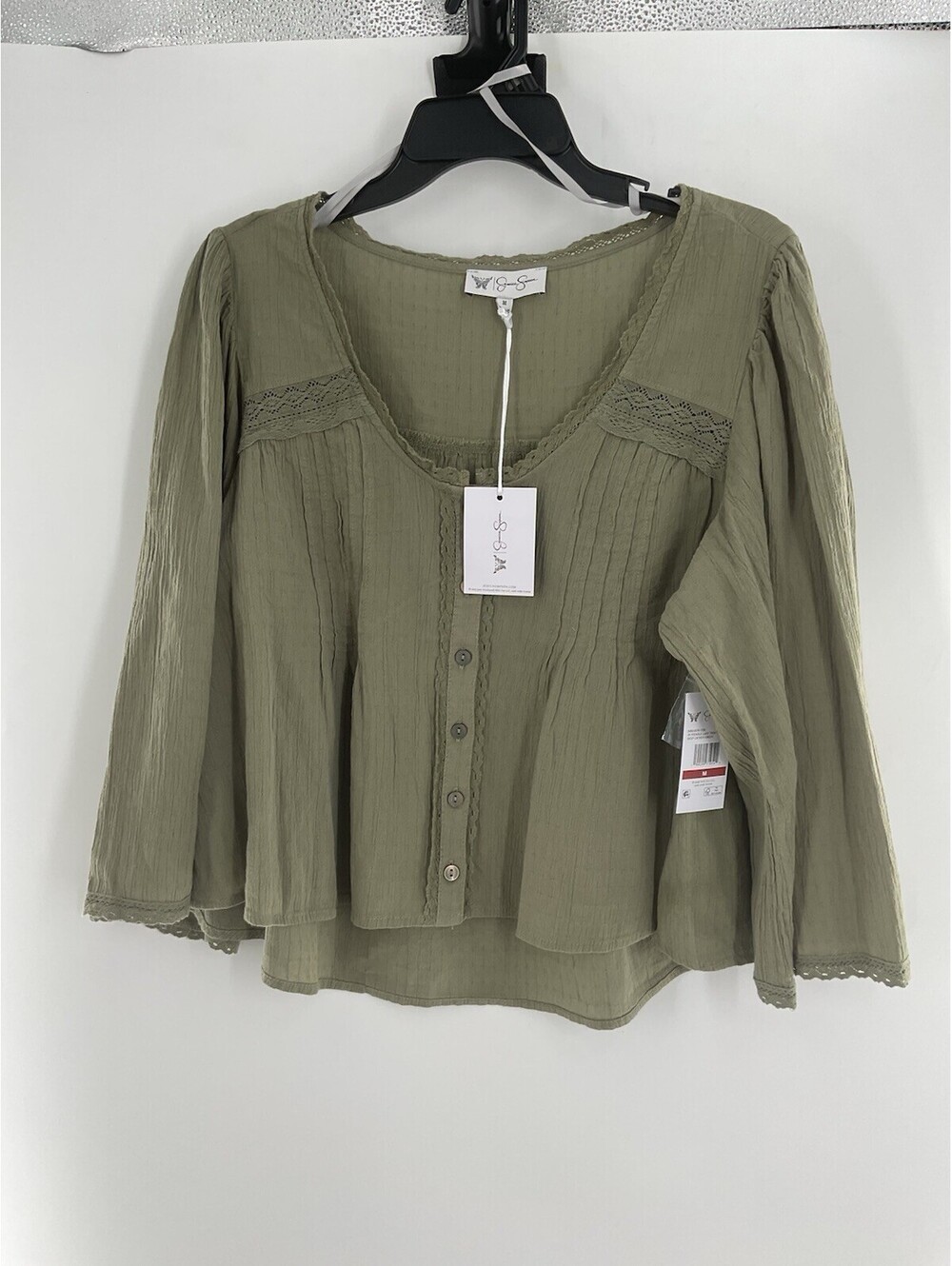 Jessica Simpson Women’s Size Medium Lichen Green Blouse NWT 030